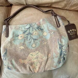 Beautiful woven linen flax Genten Hobo Bag shoulder handbag travel anniversary